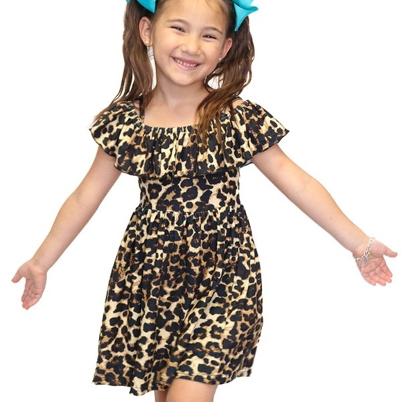 Small ⭐️SALE⭐️ NEW Girls Kids Child Cheetah Leopard Kids Animal Print Dress - Picture 5 of 5